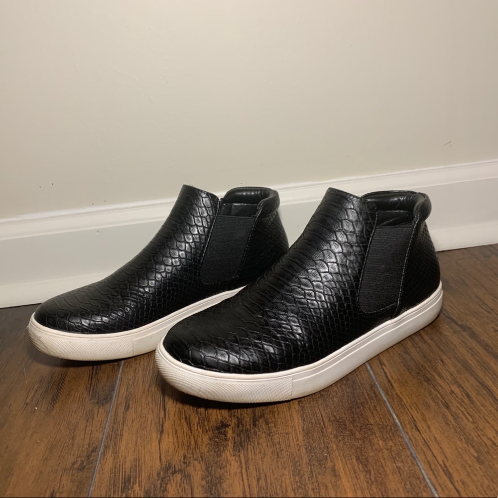 Black snake skin sneakers
